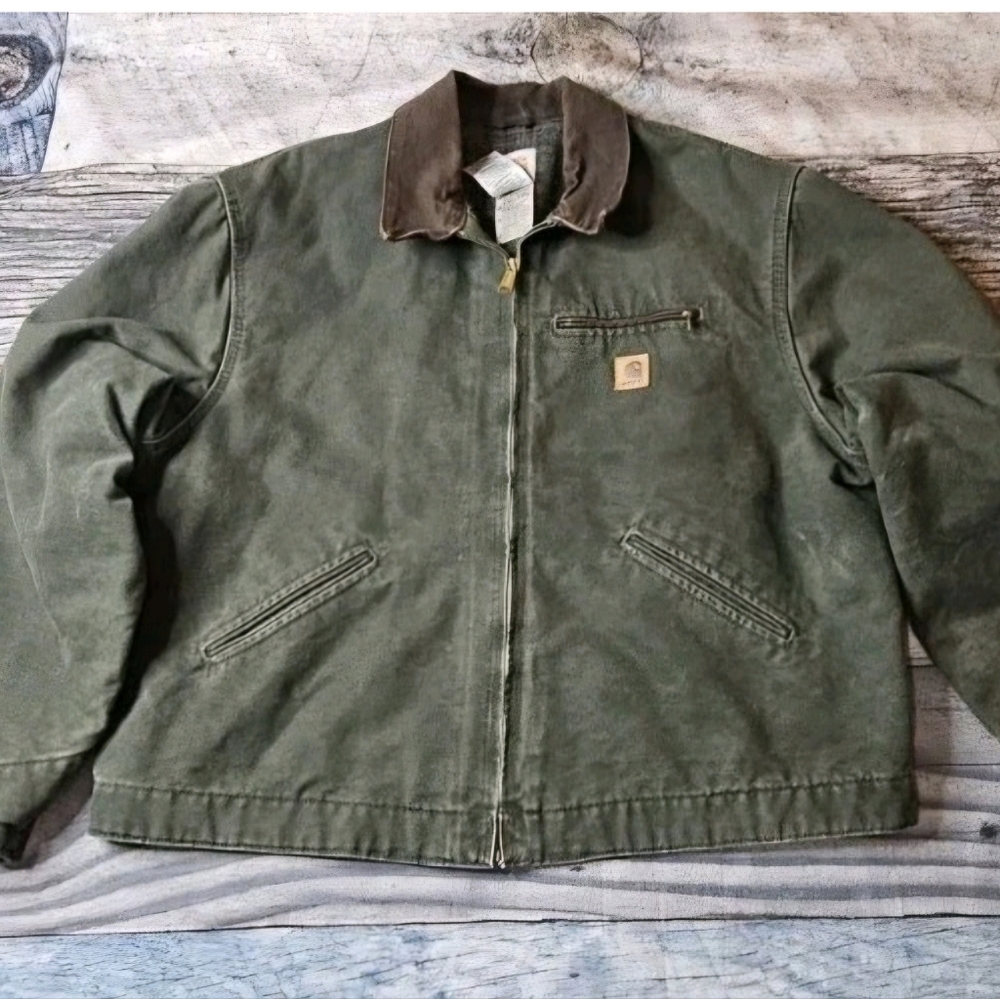 Vintage Carhartt Detroit Jacket J97 Mos Blanket Lined… - Gem